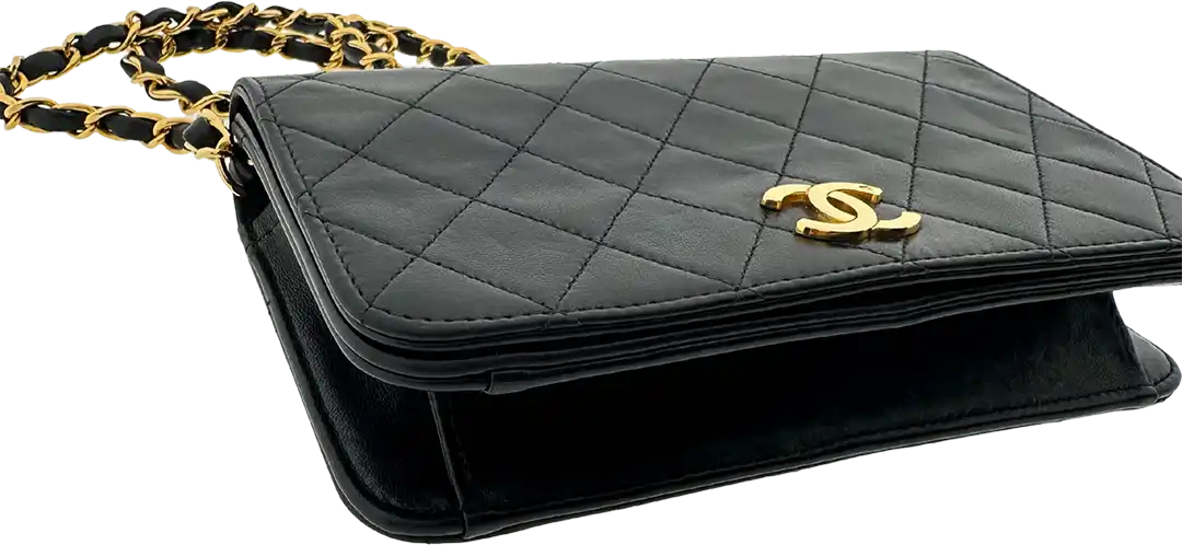 Chanel Chanel Timeless Wallet on Chain WOC Vintage lambskin black gold-plated hardware/ good Zwart