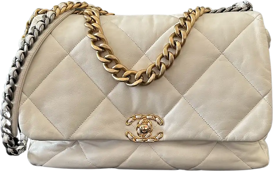 Chanel Chanel Chanel 19 Maxi Bag Lambskin White / Very Good Wit