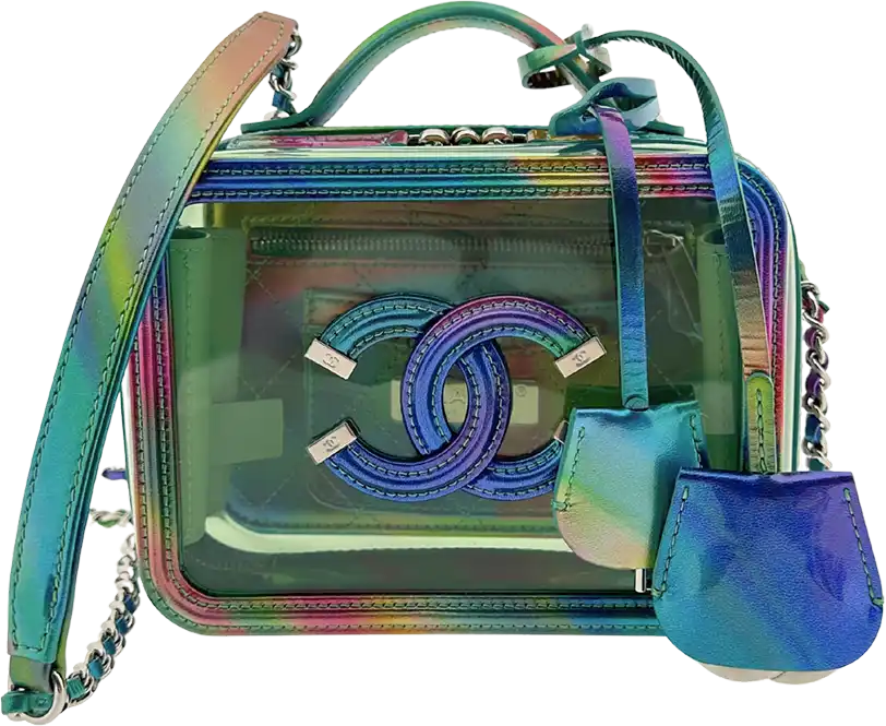 Chanel Chanel Vanity Case Bag Small PVC Rainbow limited / mint Groen
