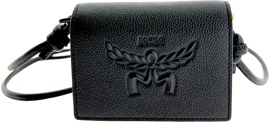 MCM MCM Himmel Wallet on Chain leather logo black / unworn Zwart