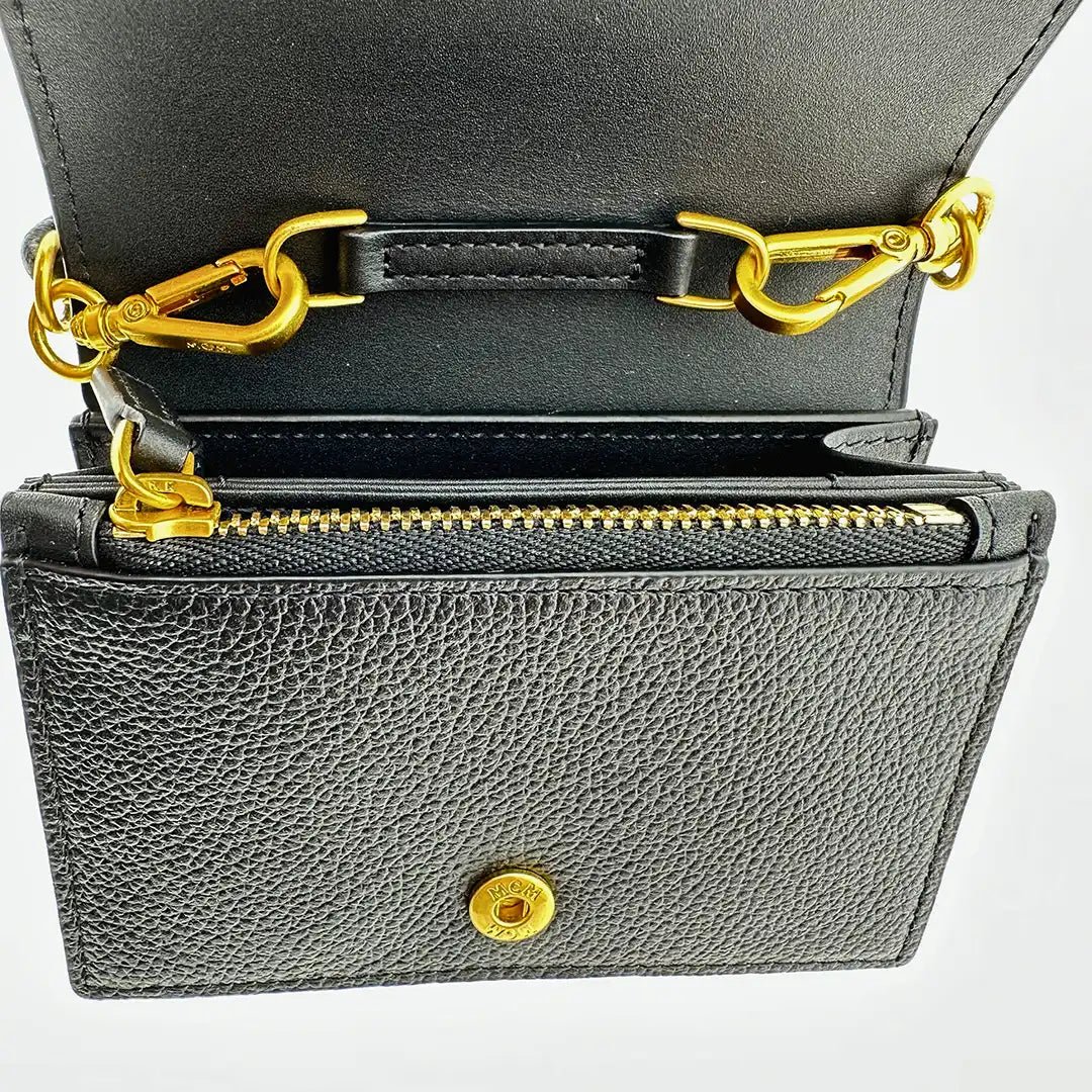 MCM MCM Himmel Wallet on Chain leather logo black / unworn Zwart