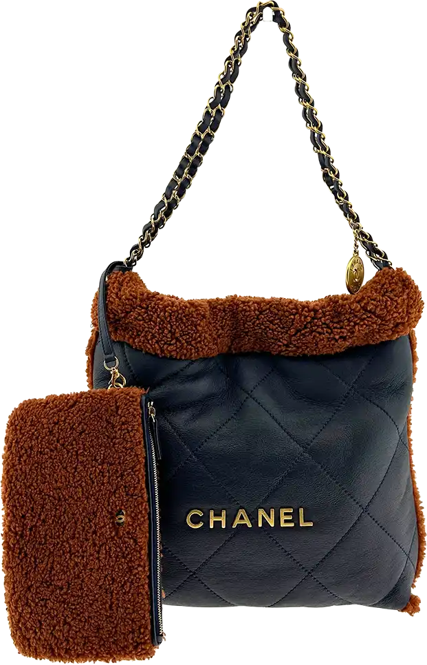 Chanel Chanel 22 small hobo bag in lambskin leather with lambskin / mint condition Blauw