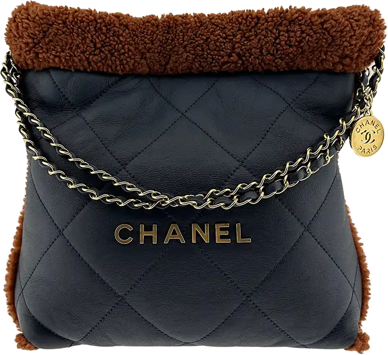 Chanel Chanel 22 small hobo bag in lambskin leather with lambskin / mint condition Blauw