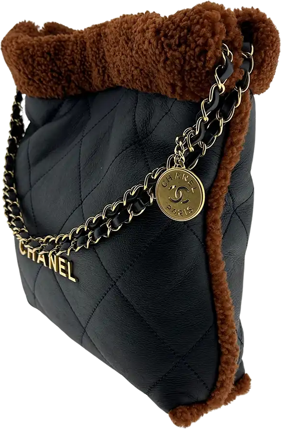 Chanel Chanel 22 small hobo bag in lambskin leather with lambskin / mint condition Blauw