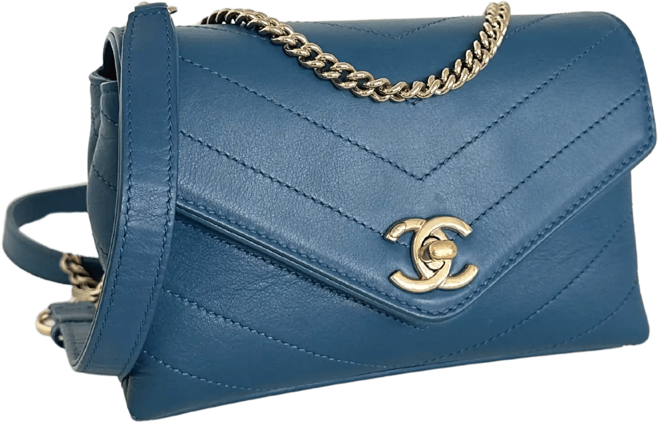 Chanel Chanel Chevron Coco Waist Bag blue / very good Blauw