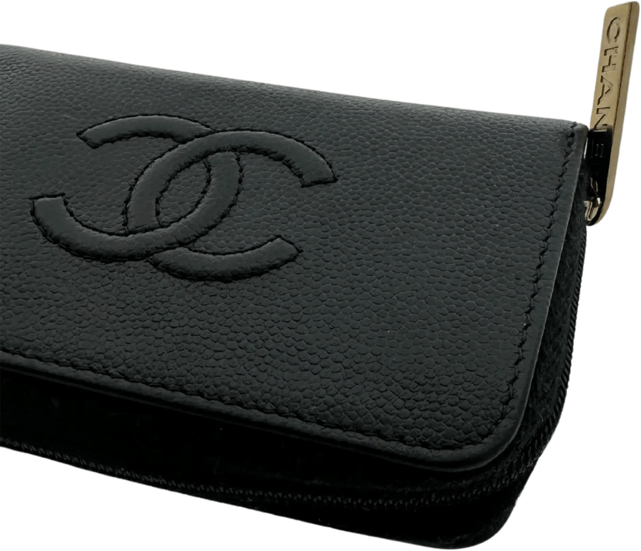 Chanel Chanel Coco Mark small wallet CC leather black / very good Zwart