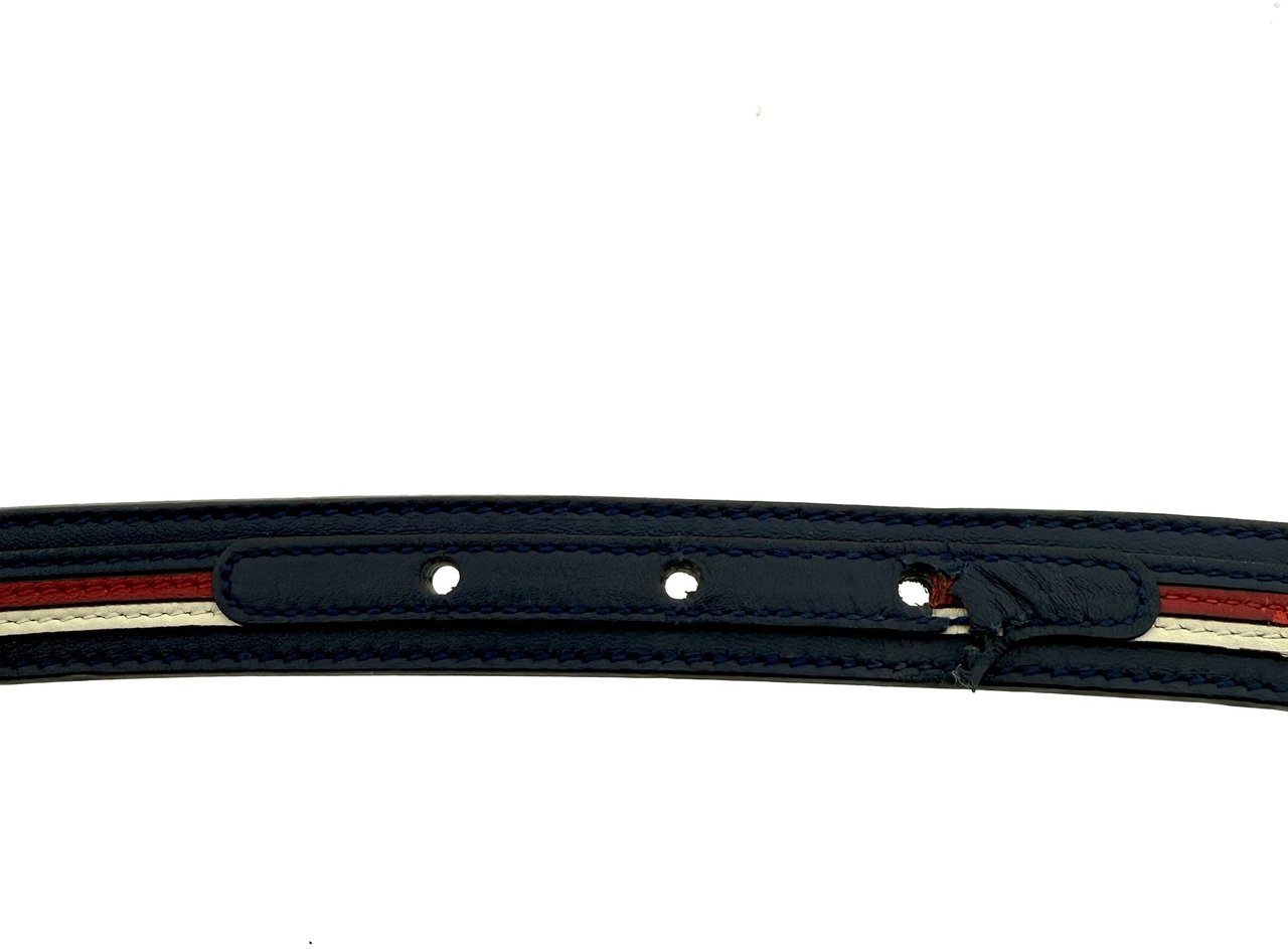 Gucci Gucci Torchon GG Sylvie Belt Navy Blue Red White/ acceptable Beige