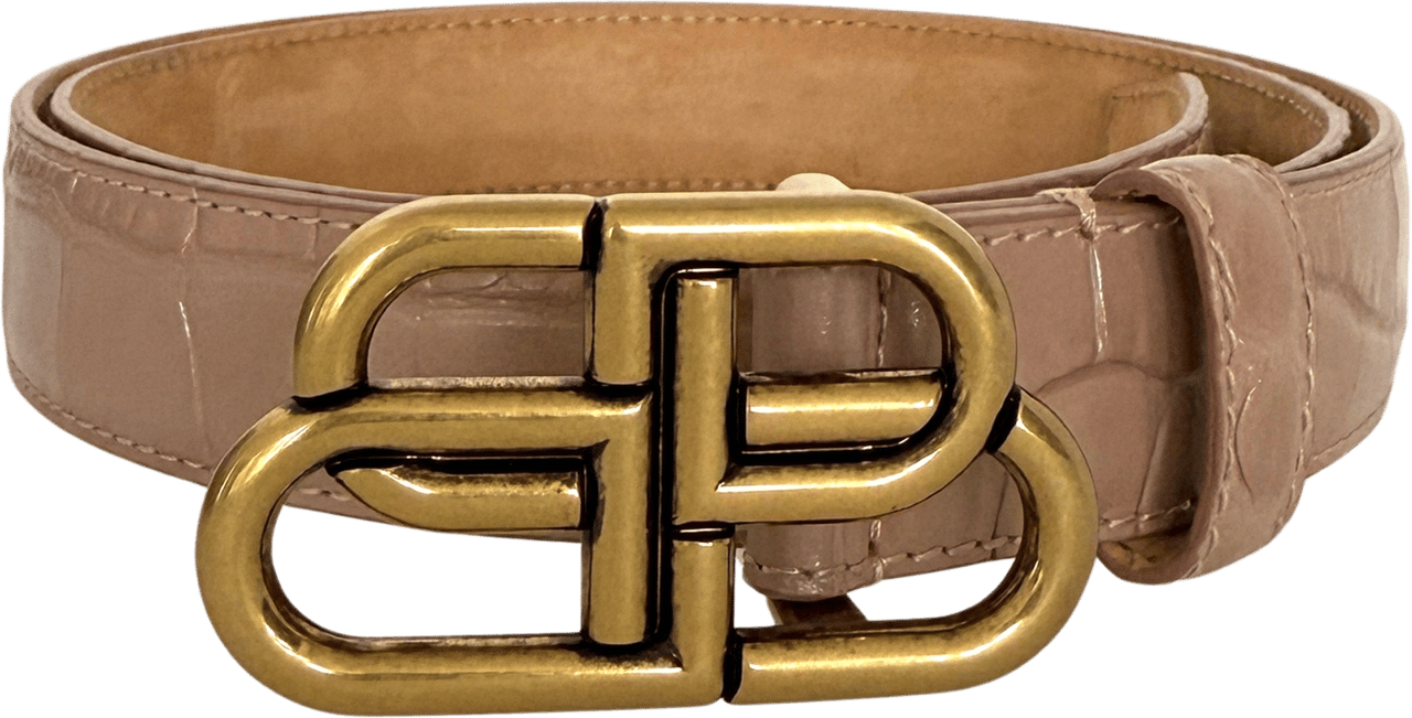 Balenciaga Balenciaga Crocodile Effect Belt Old Pink / As New Bruin