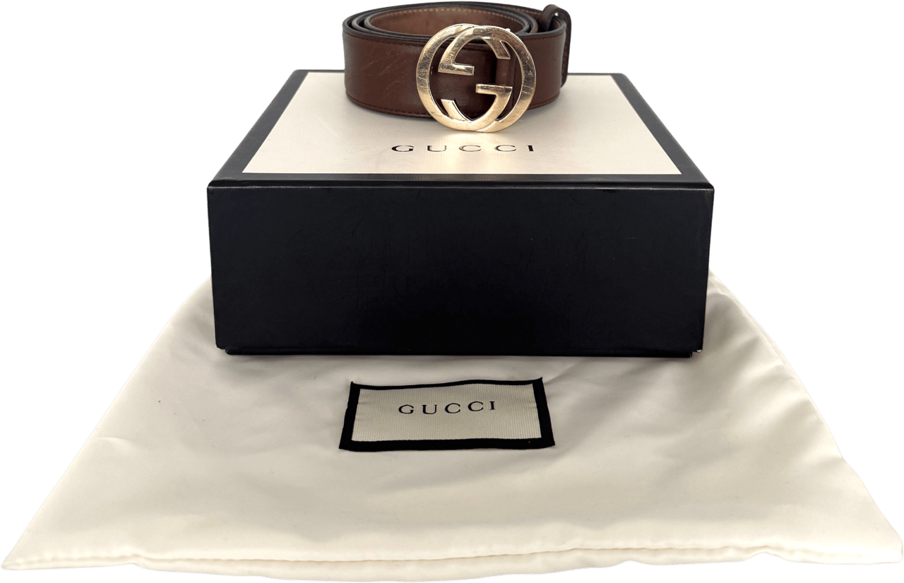 Gucci Gucci GG Buckle Leather Belt Brown / acceptable Bruin
