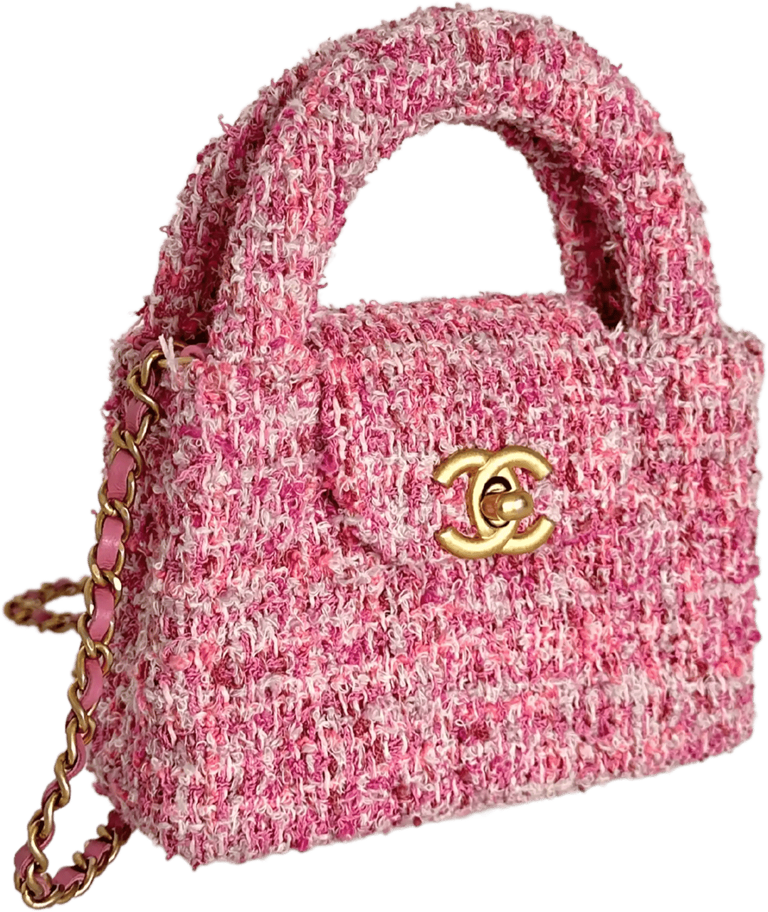 Chanel Chanel Tweed Nano Kelly Shopper pink / very good Roze