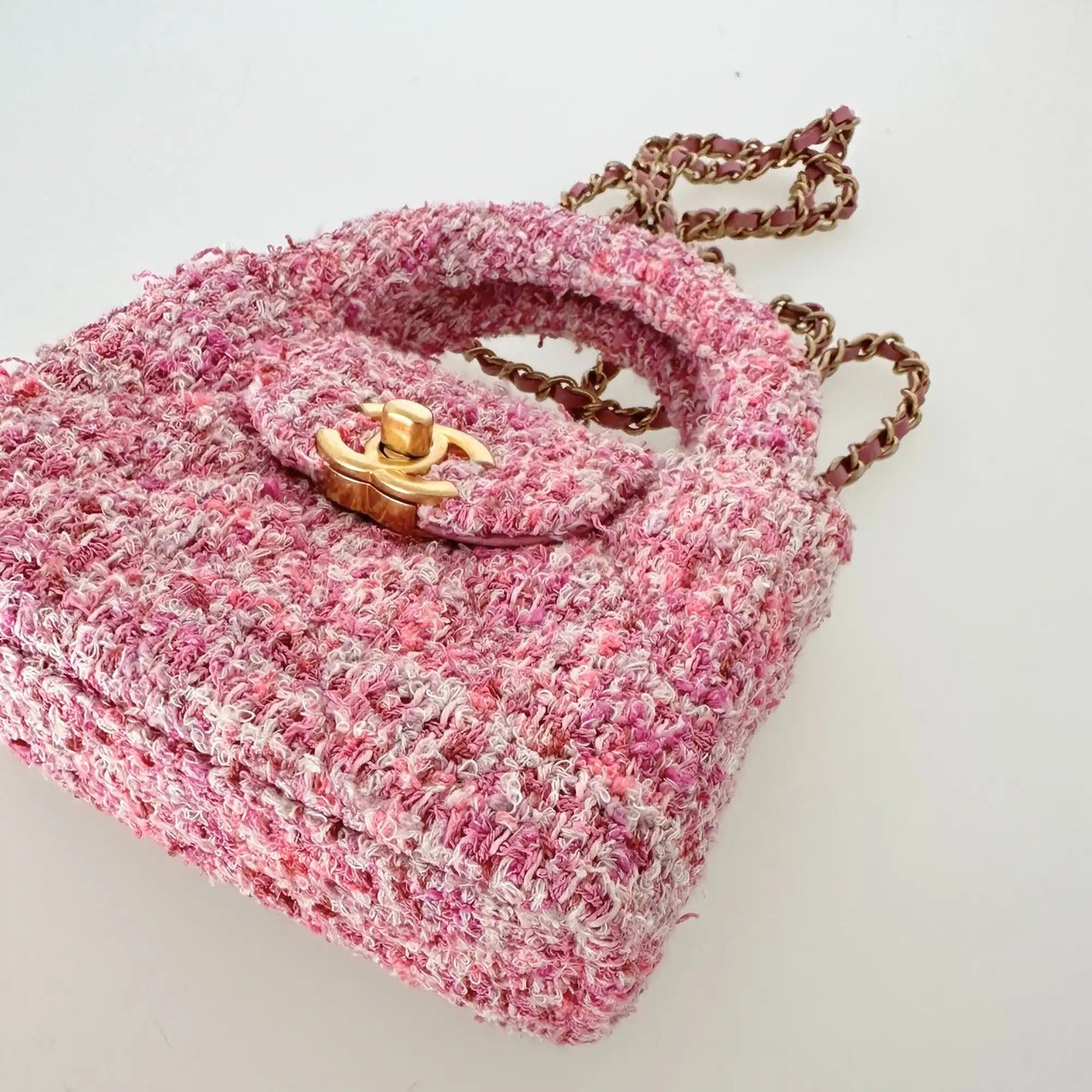 Chanel Chanel Tweed Nano Kelly Shopper pink / very good Roze