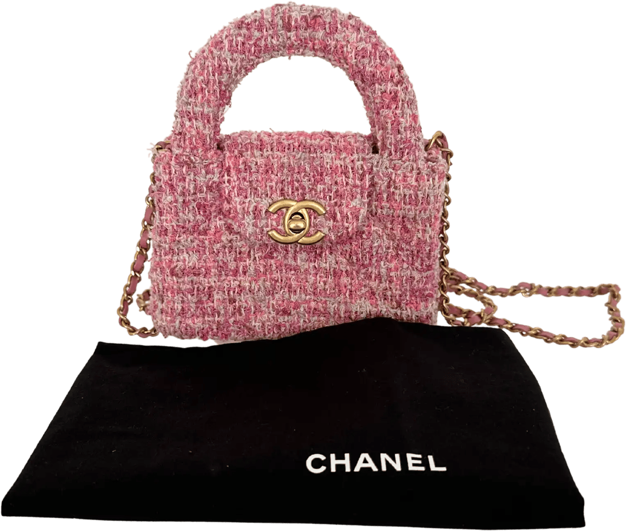 Chanel Chanel Tweed Nano Kelly Shopper pink / very good Roze