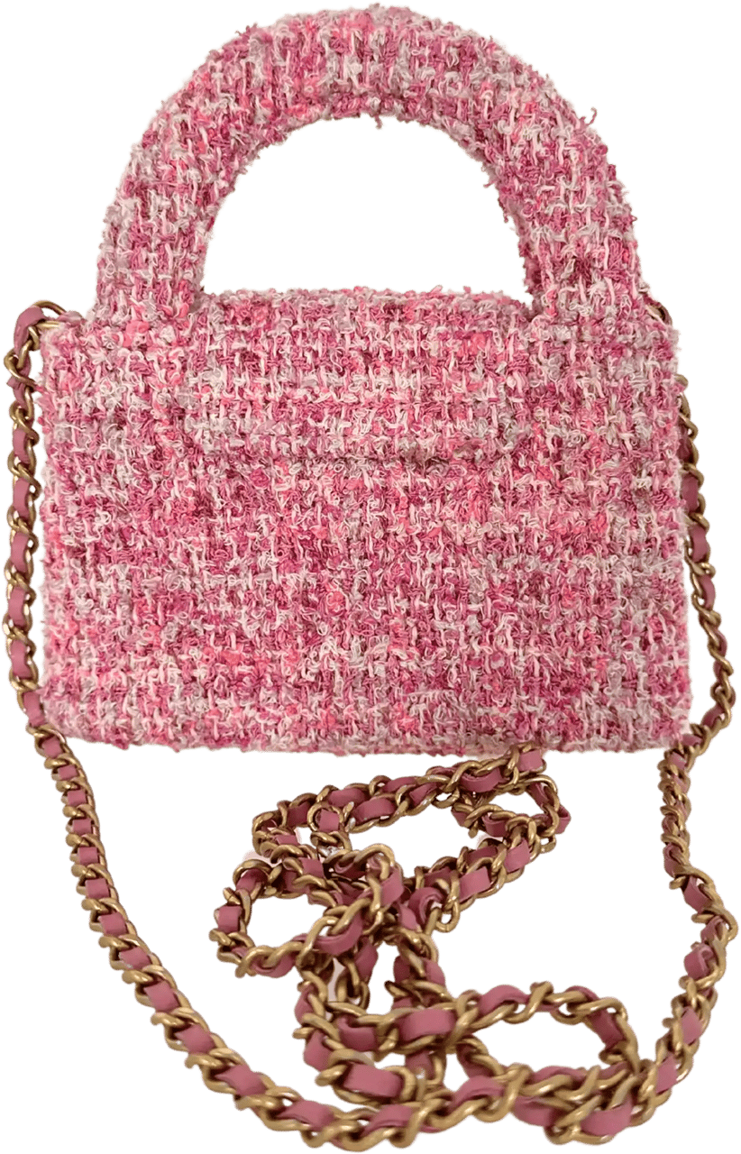 Chanel Chanel Tweed Nano Kelly Shopper pink / very good Roze