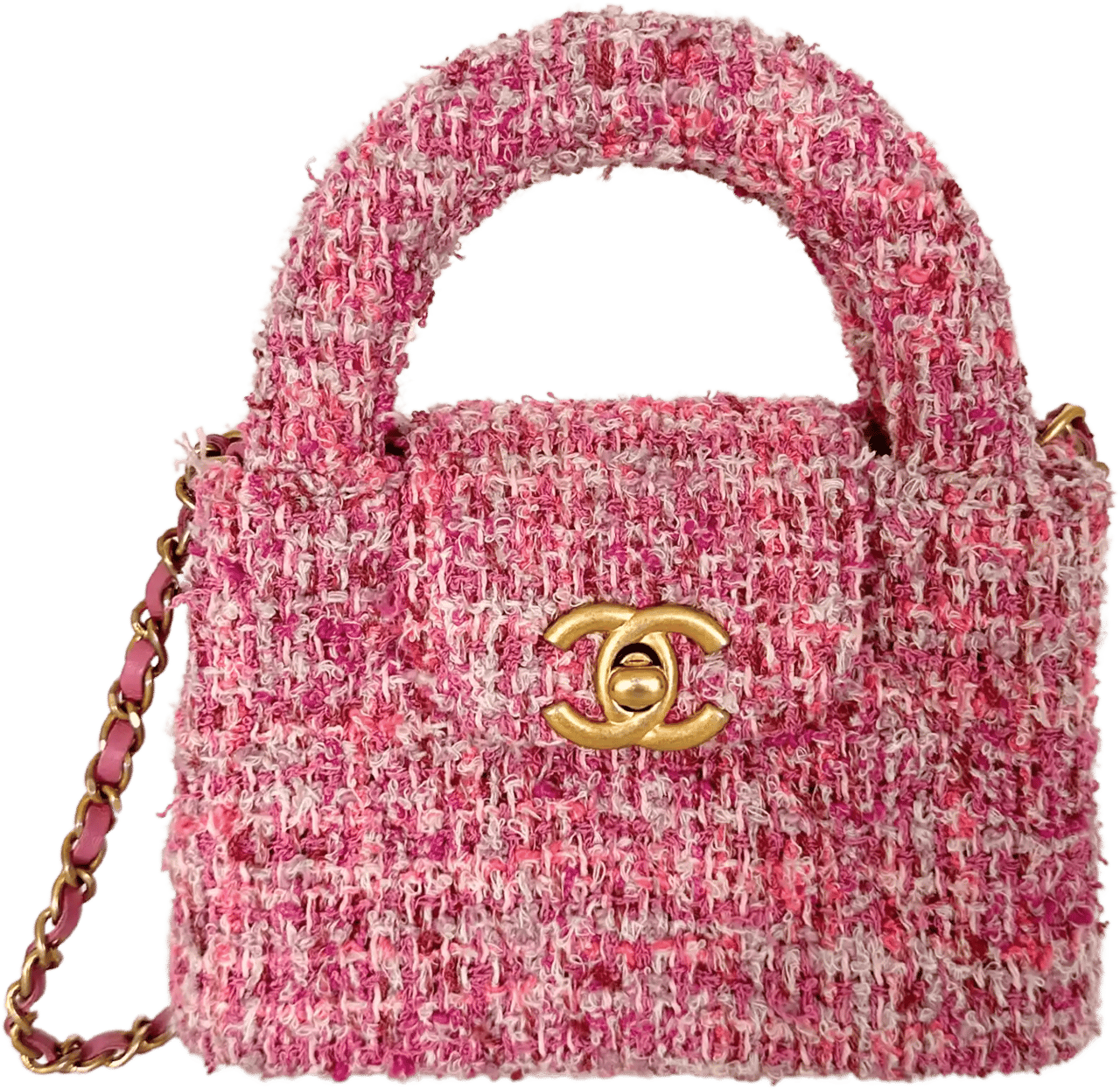 Chanel Chanel Tweed Nano Kelly Shopper pink / very good Roze