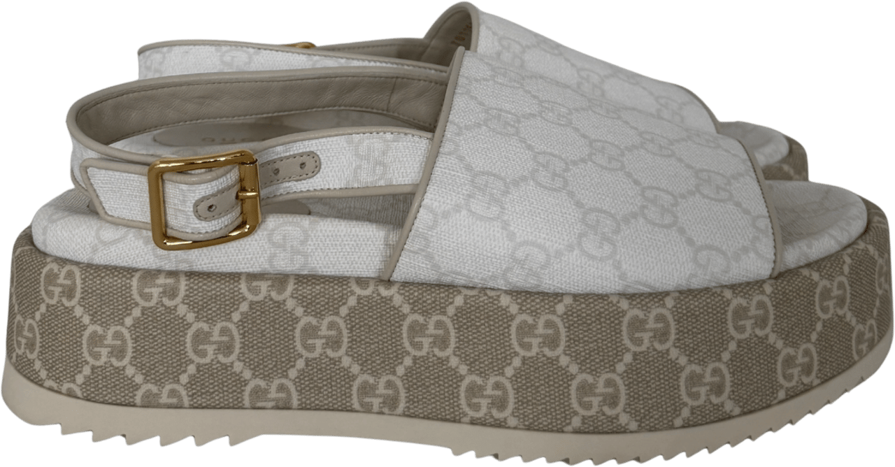 Gucci Gucci GG Plateau Sandalen Weiß, Beige Größe 38 1/2 / neuwertig Wit