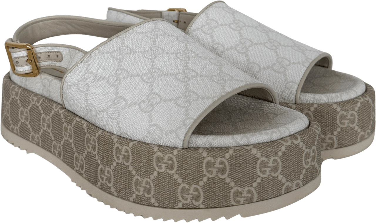 Gucci Gucci GG Plateau Sandalen Weiß, Beige Größe 38 1/2 / neuwertig Wit