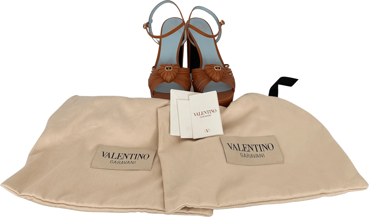 Valentino Valentino Garavani Sandal Royal Plateausandalen aus Ziegenleder Braun Größe 38 / neuwertig Bruin