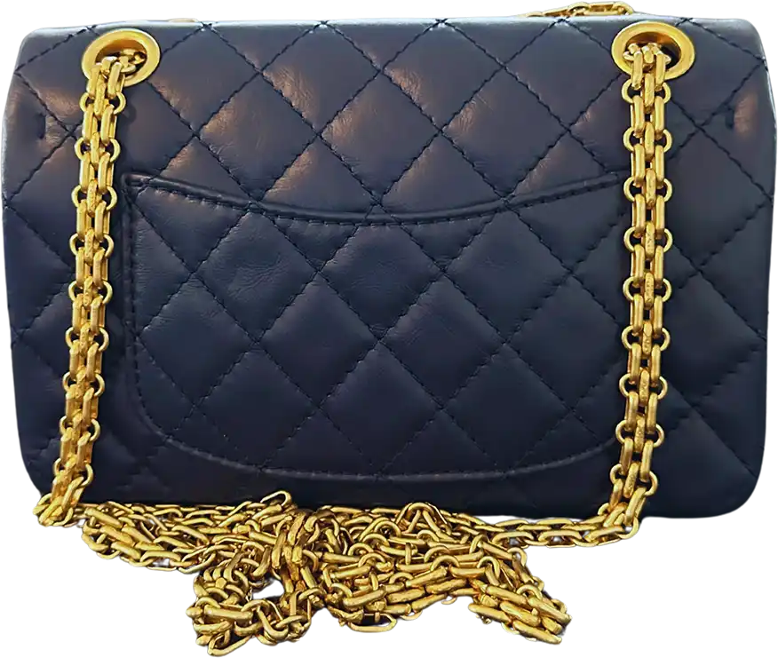 Chanel Chanel 2.55 Mini Bag calfskin in vintage look dark blue full set / as good as new Blauw