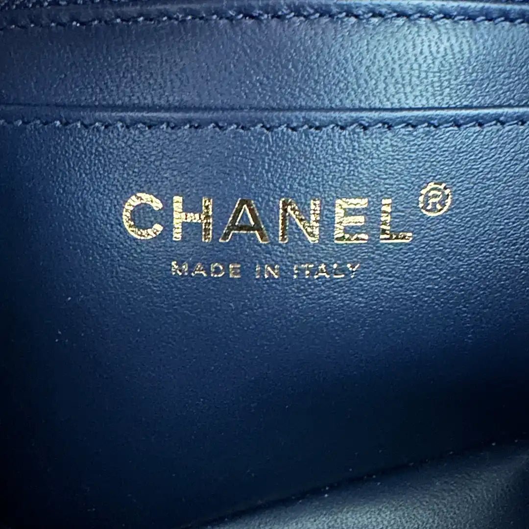Chanel Chanel 2.55 Mini Bag calfskin in vintage look dark blue full set / as good as new Blauw