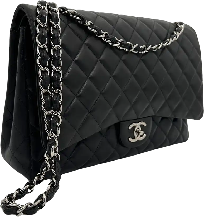 Chanel Chanel Timeless Jumbo Double Flap Bag 2011 black lambskin / very good Zwart