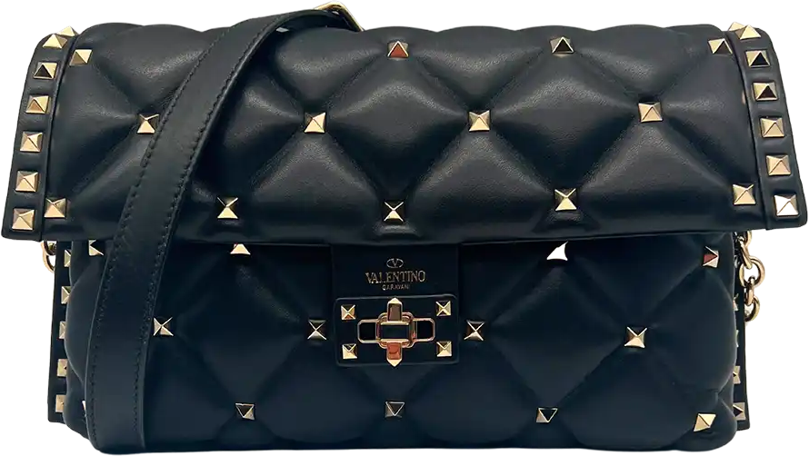 Valentino Valentino Candystud shoulder bag quilted leather black / mint condition Zwart