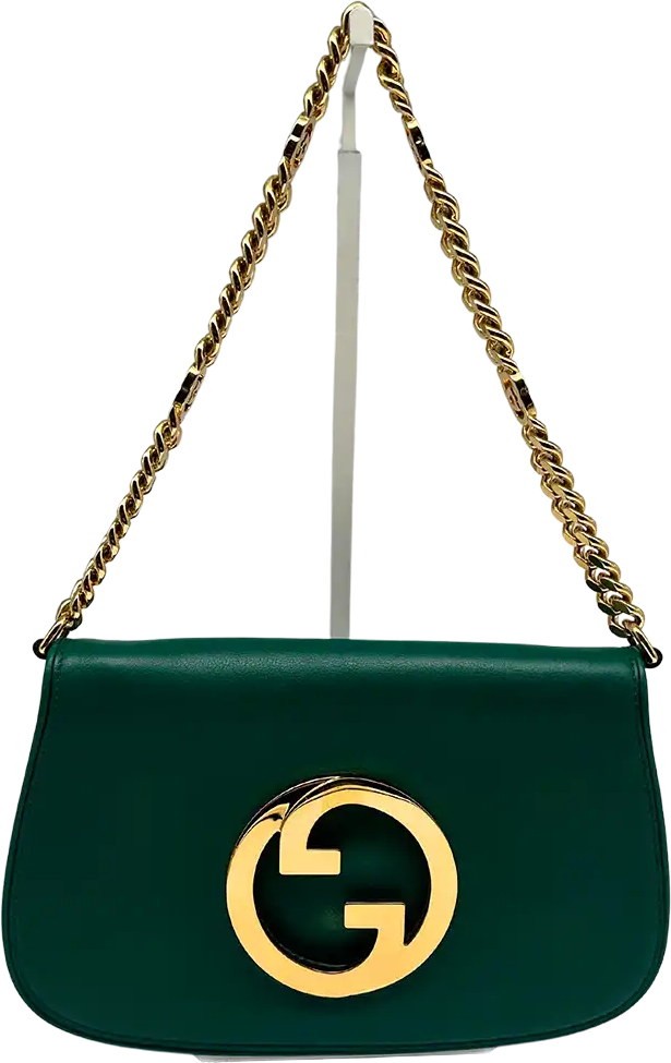 Gucci Gucci Blondie small green leather interlocking G handbag / very good Groen