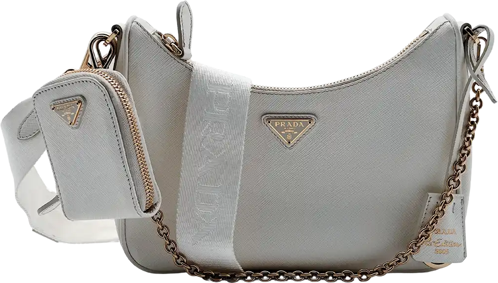 Prada Prada Re-Edition 2005 Handbag Saffiano Leather White Fullset / very good Wit
