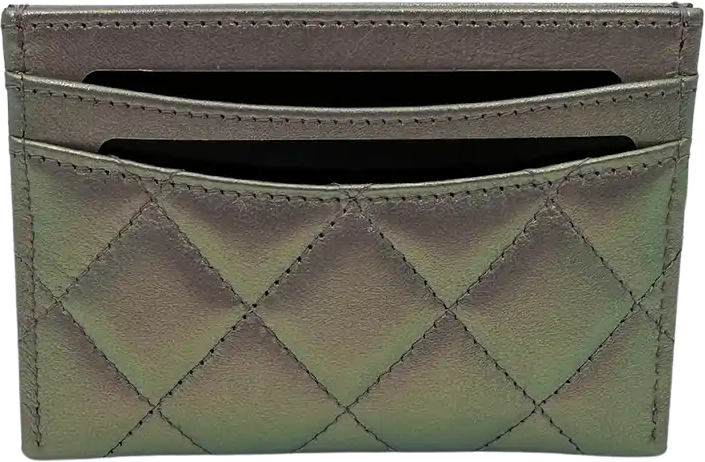 Chanel Chanel Iridescent Card Case Card Holder Leather Purple Fullset / new Zilver