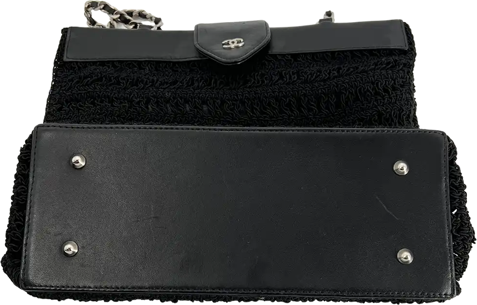 Chanel Chanel Vintage Supermodel Crochet Bag CC Logo / very good Zwart