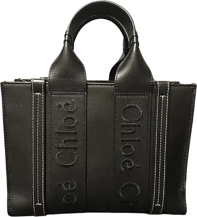 Chloé Chloè Woody Tote Bag Shopper small leather black / very good Zwart