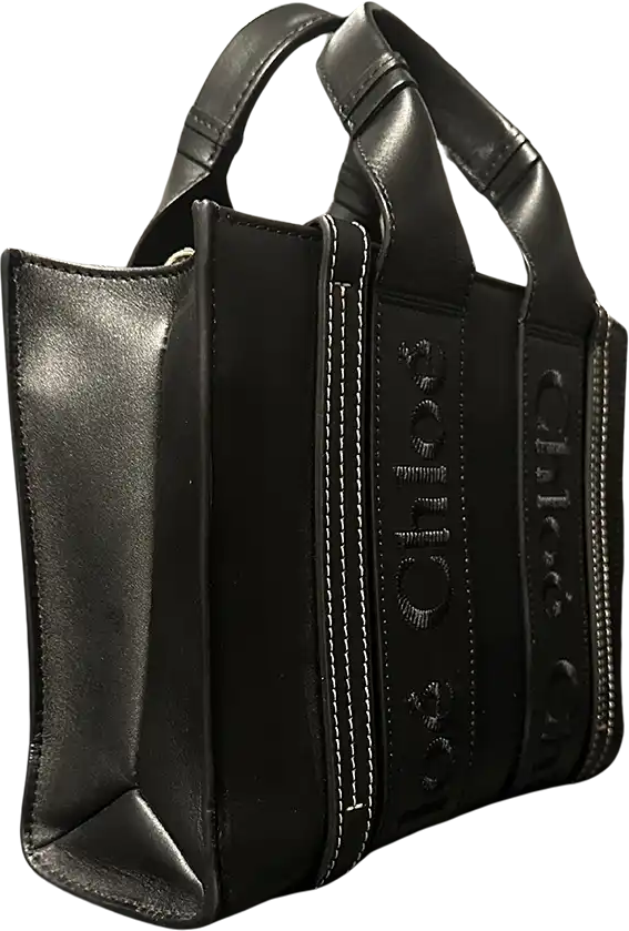 Chloé Chloè Woody Tote Bag Shopper small leather black / very good Zwart