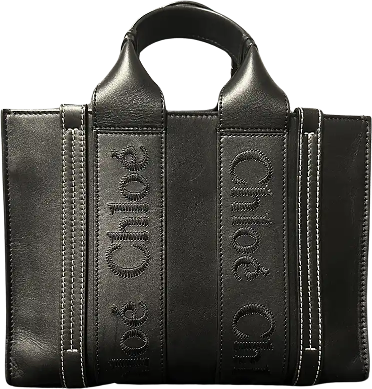 Chloé Chloè Woody Tote Bag Shopper small leather black / very good Zwart