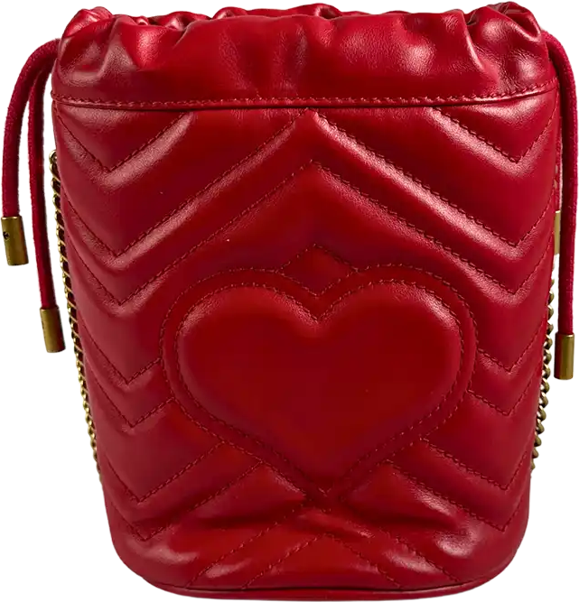 Gucci Gucci GG Marmont Leather Mini Bucket red / very good Rood