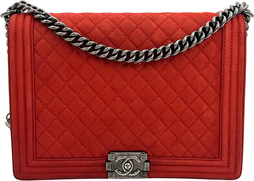 Chanel Chanel Boy Bag Large Caviar Suede Red / Good Rood