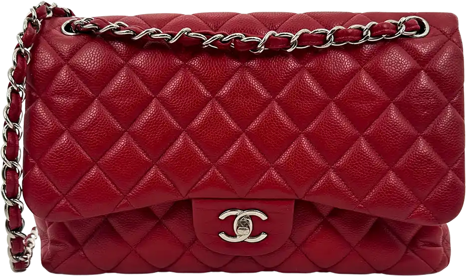 Chanel Chanel Timeless Double Flap Bag Jumbo red caviar leather / good Rood