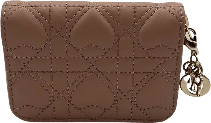 Dior Dior small Lady Dior Voyageur wallet pink Cannage lambskin heart motif limited / new Divers