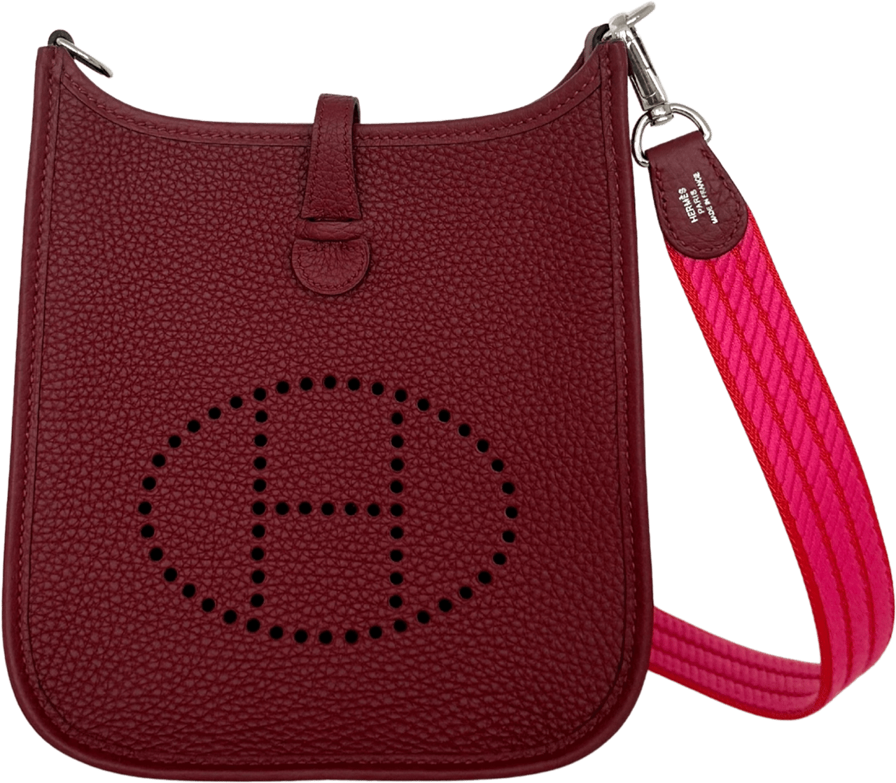 Hermès Hermès 16 Amazone Clemence/Sangle Rot Orange Paladium Fullset / neuwertig Rood