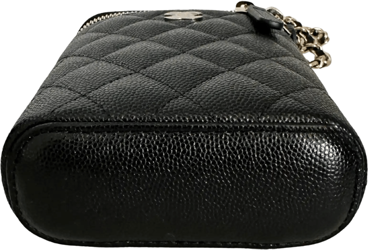 Chanel Chanel Vertical Coco Beauty Vanity Case small Kaviarleder Fullset / ungetragen Zwart