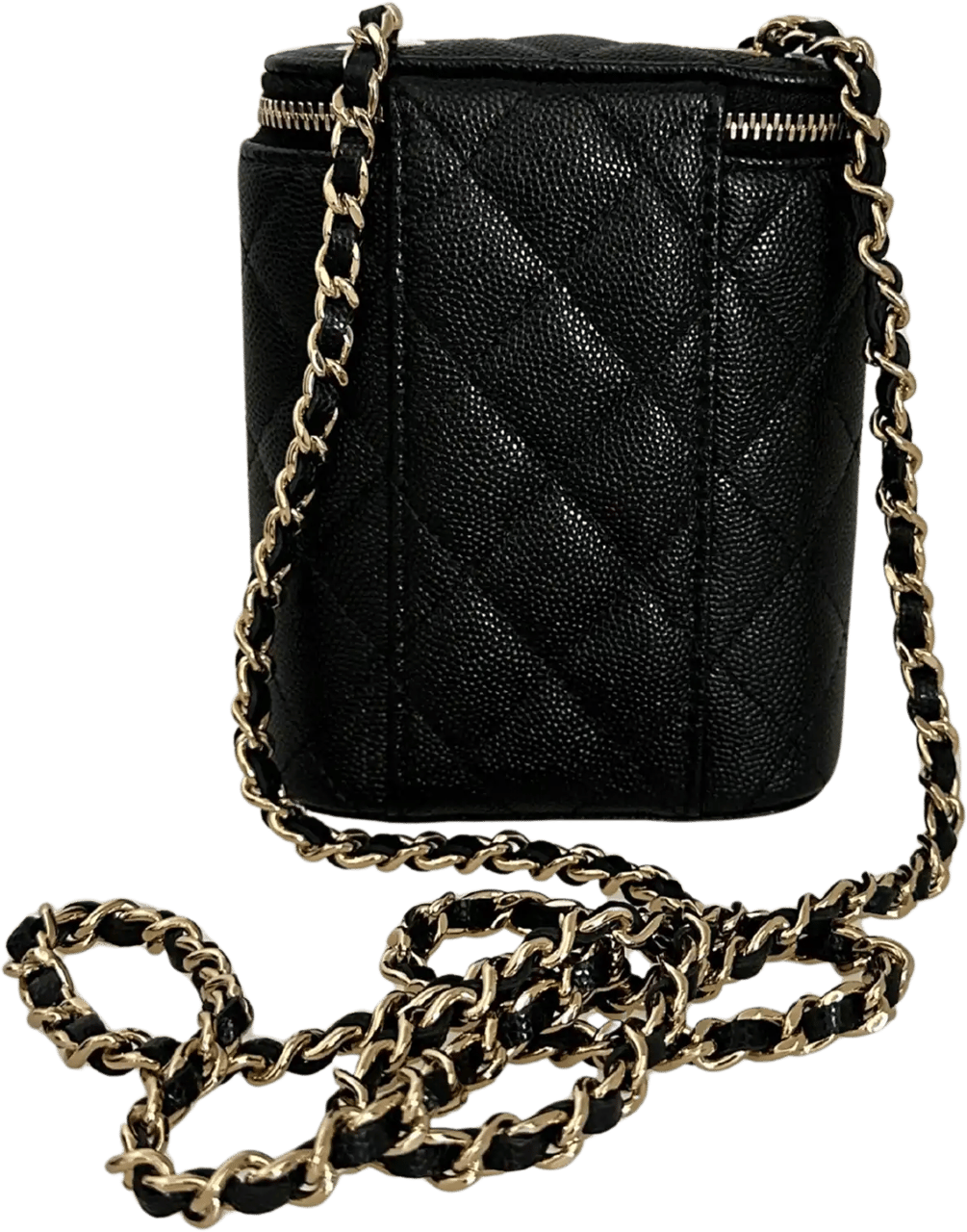 Chanel Chanel Vertical Coco Beauty Vanity Case small Kaviarleder Fullset / ungetragen Zwart