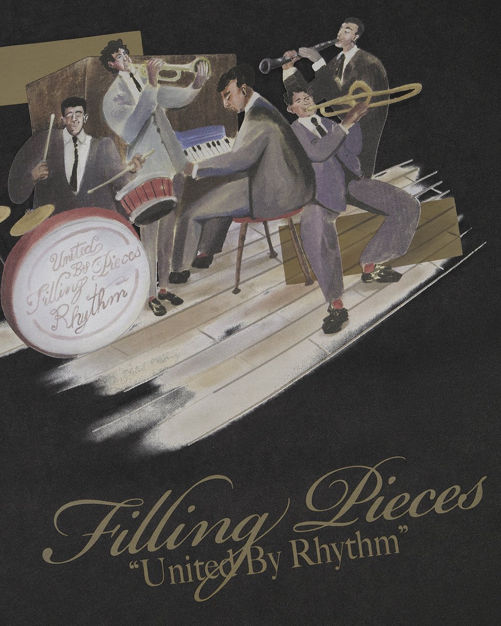 Filling Pieces Sweatshirt Band Vintage Black Zwart