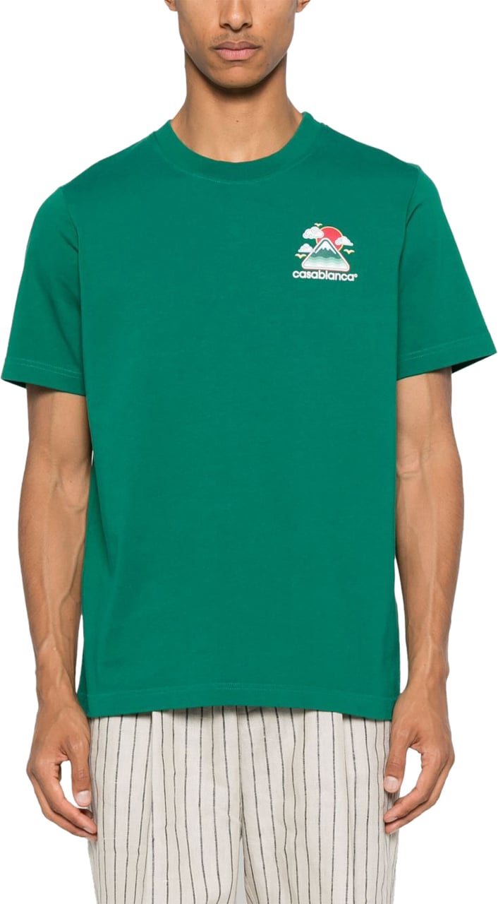 Casablanca Heren Montagne Ondulée T-Shirt Groen Groen