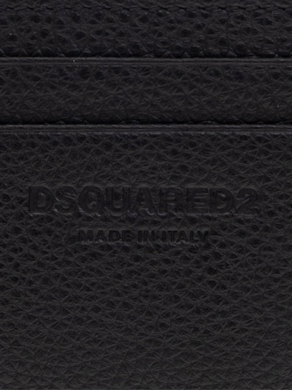 Dsquared2 Tumbled Leather Logo Cardholder Black Zwart