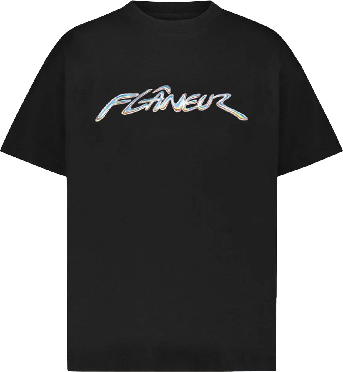 FLÂNEUR CHROME LOGO T-SHIRT BLACK Zwart