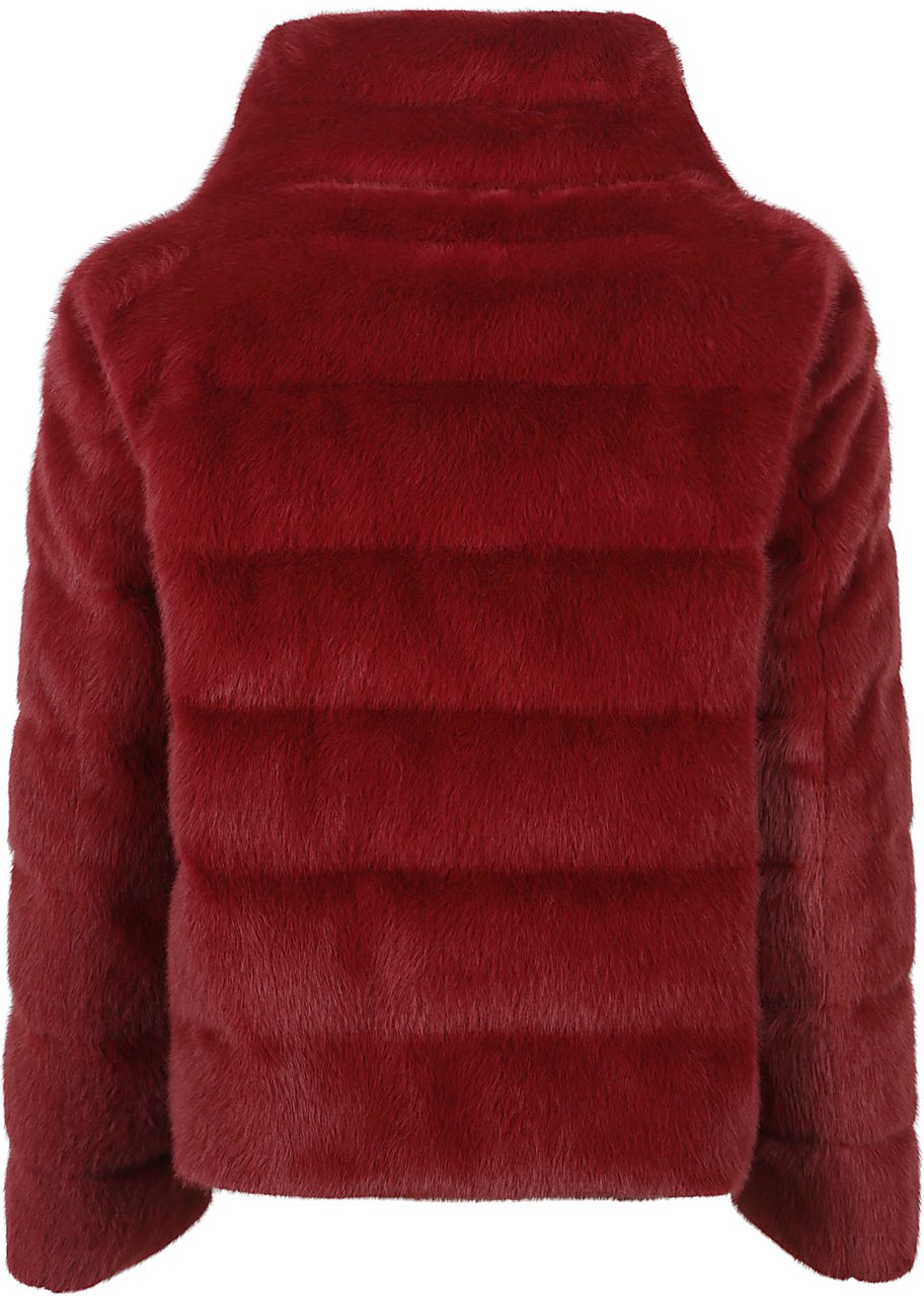 Herno Faux Fur Cape Down Jacket Red Rood