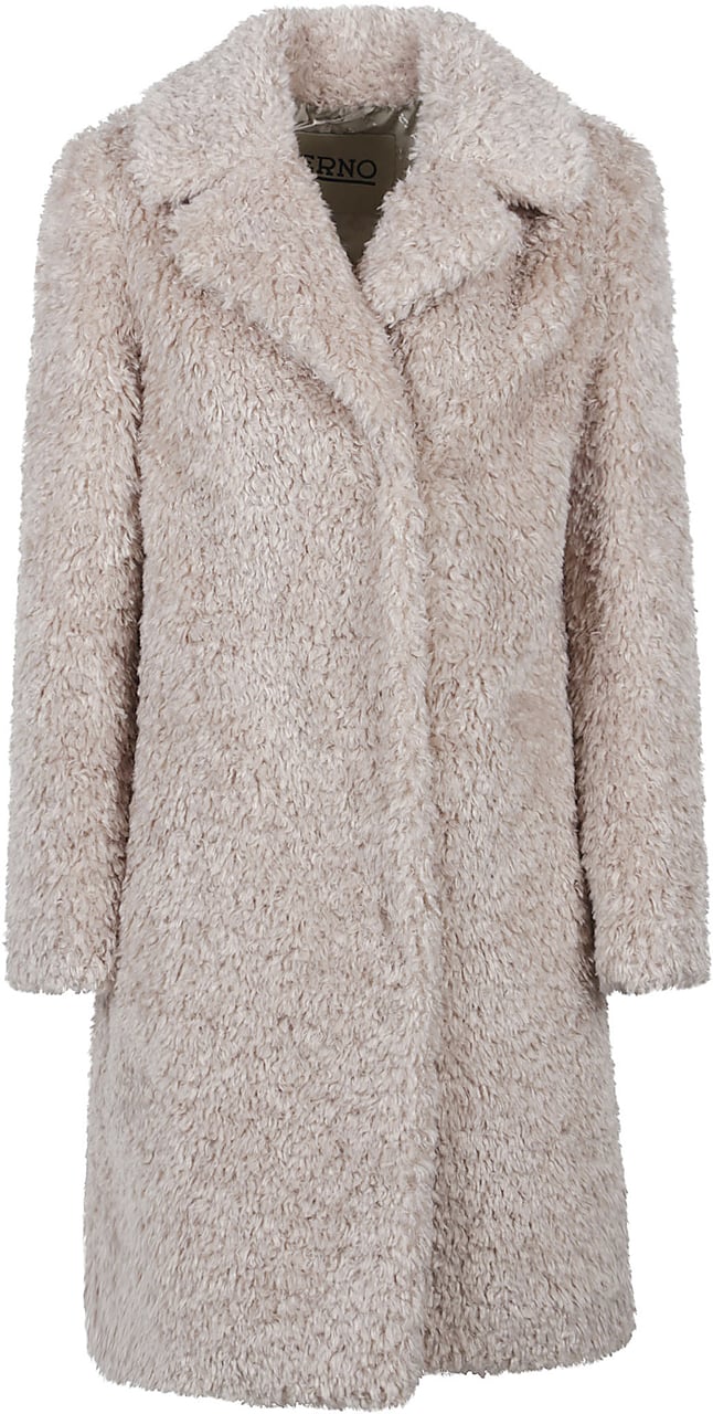 Herno Soft Faux Fur Long Coat Nude & Neutrals Beige