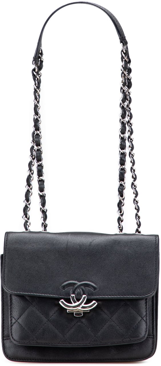 Chanel Small Quilted Goatskin CC Box Flap Zwart