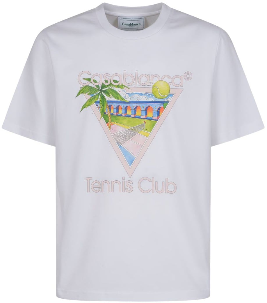 Casablanca Tennis Club Icon Printed T-Shirt Bianco Wit