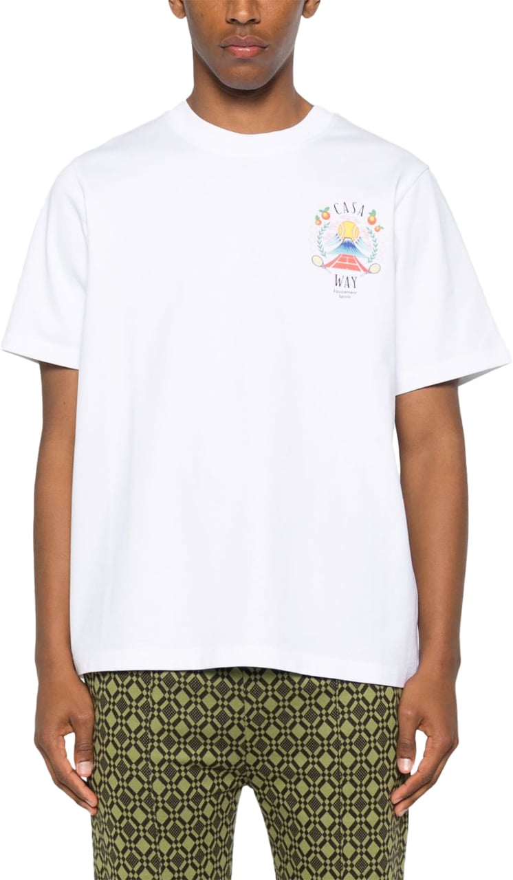 Casablanca Casa Way Mountain Printed T-Shirt Bianco Wit