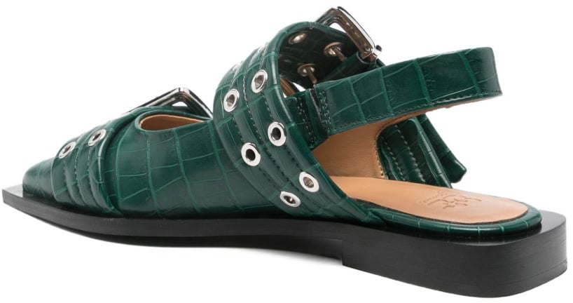 Ganni Sandals Green Groen