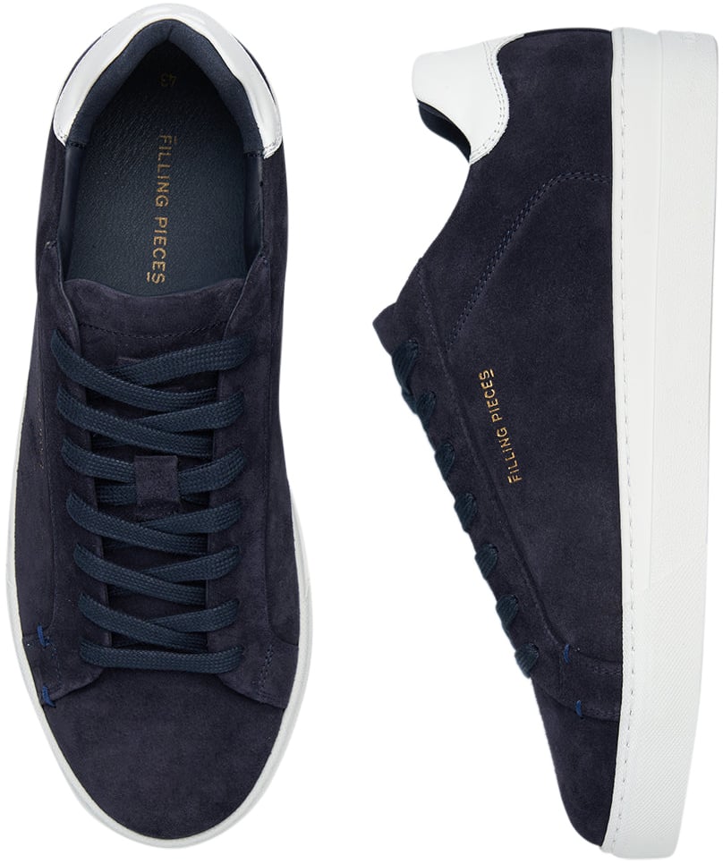 Filling Pieces Tiebreak Suede Navy Blauw